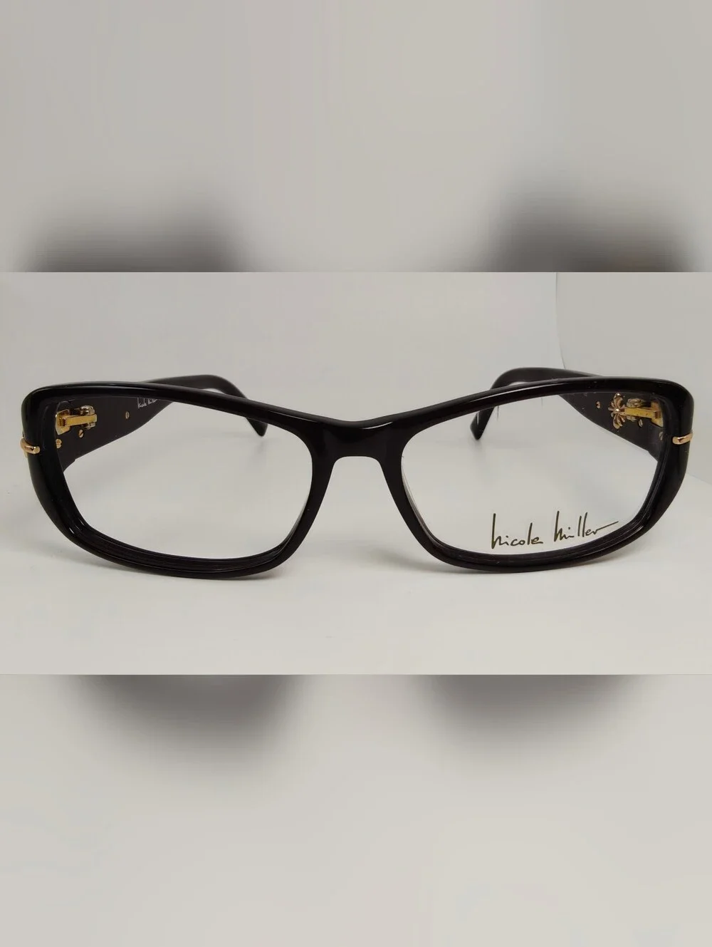 Nicole Miller Deep pearl Purple Women's Designer Eyeglass Frames Gold Accents